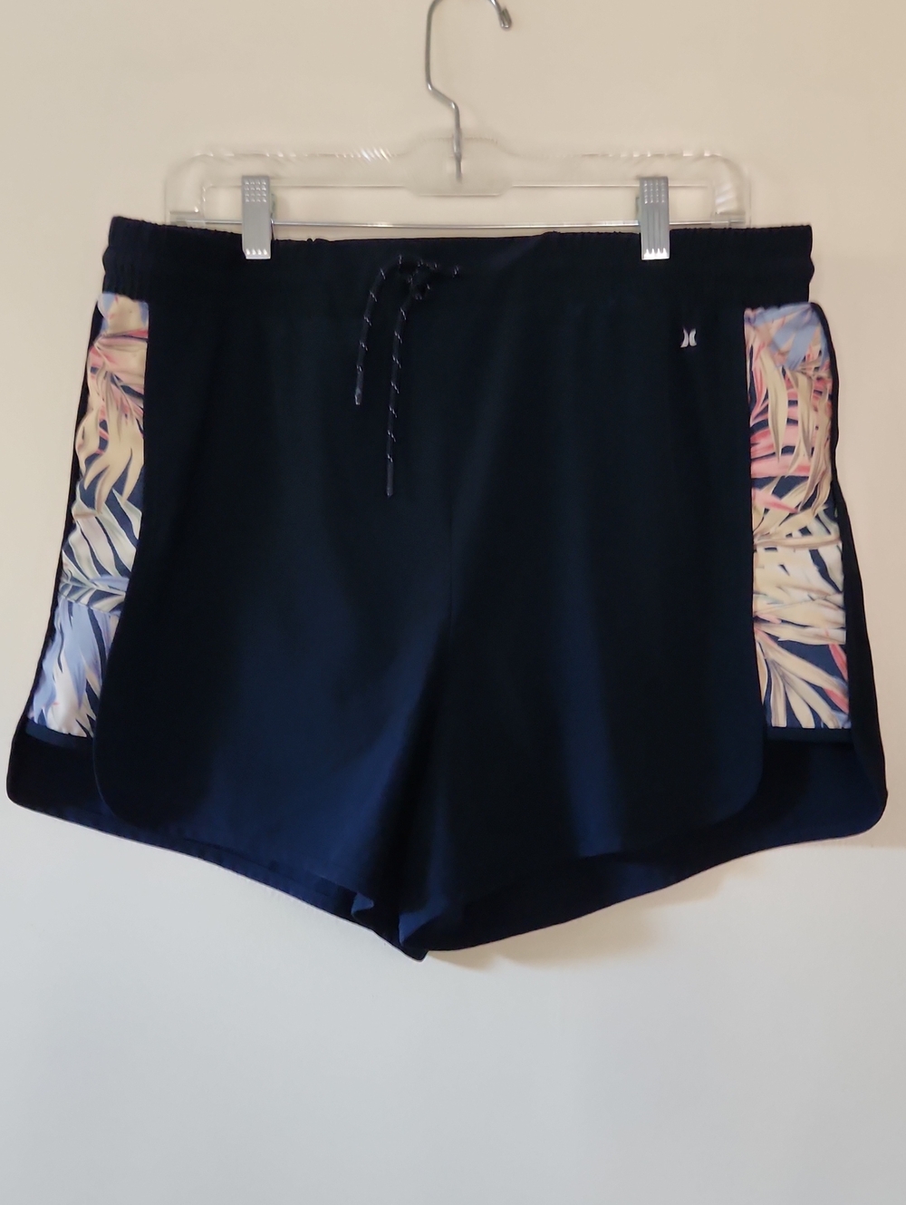 Hurley Navy Athletic Shorts with Pastel Tropical Panels